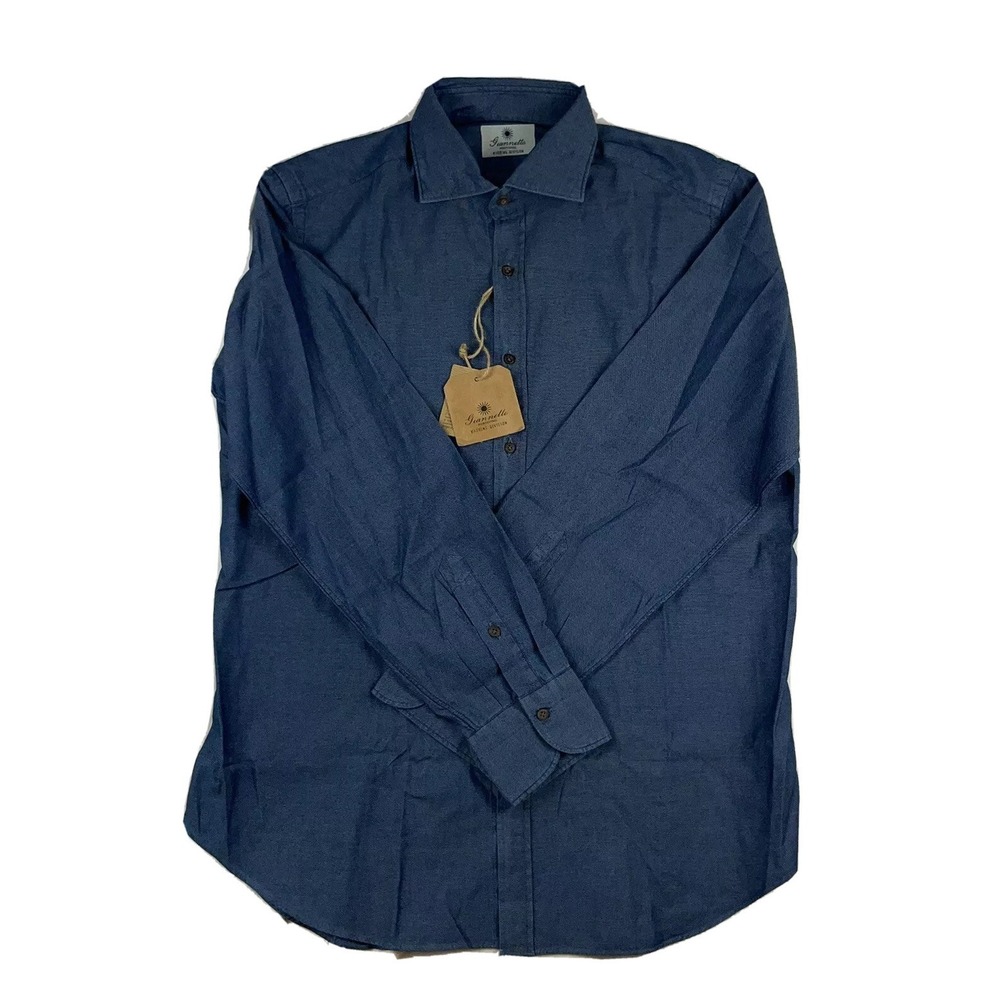 Giannetto Blue Patterned Washing Division Mens Button Front‎ Size 16.5/42 NWT - Picture 4 of 7
